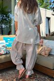 Izi Cheesecloth Button Tee Stone